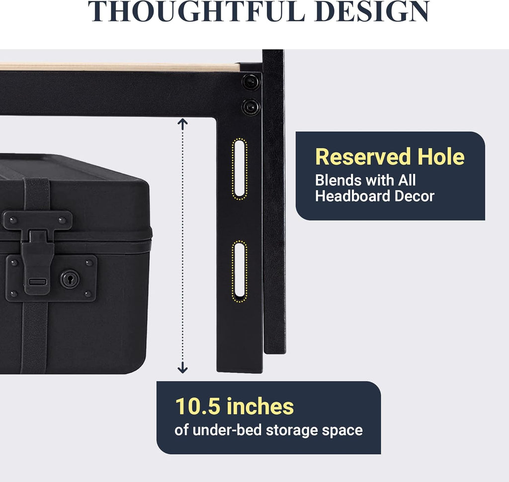 Full Platform Bed Frame with 3 Storage Drawers, Faux Leather Upholstered, Wooden Slats Support, No Box Spring Needed