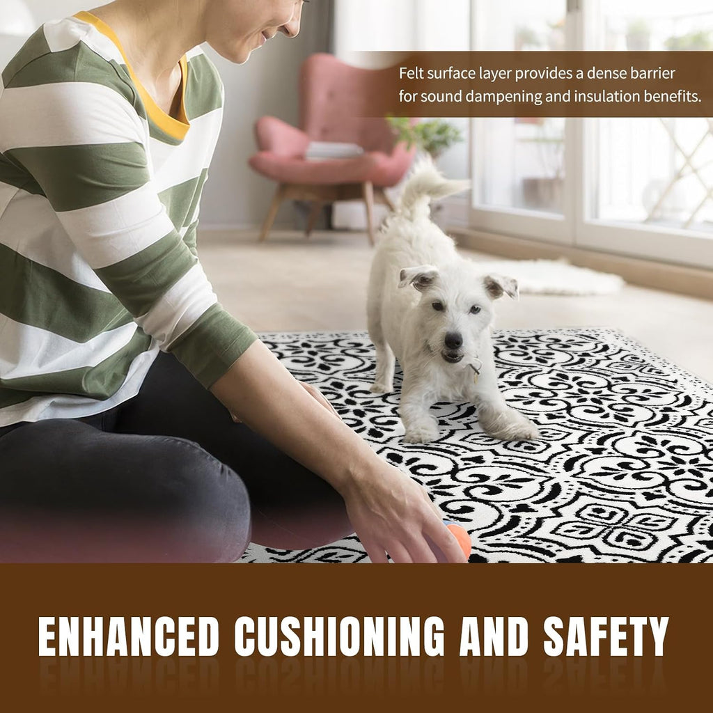 2' x 10' Non Slip Rug Pad, 1/8" Felt Rubber Protective Padding - Set of 20