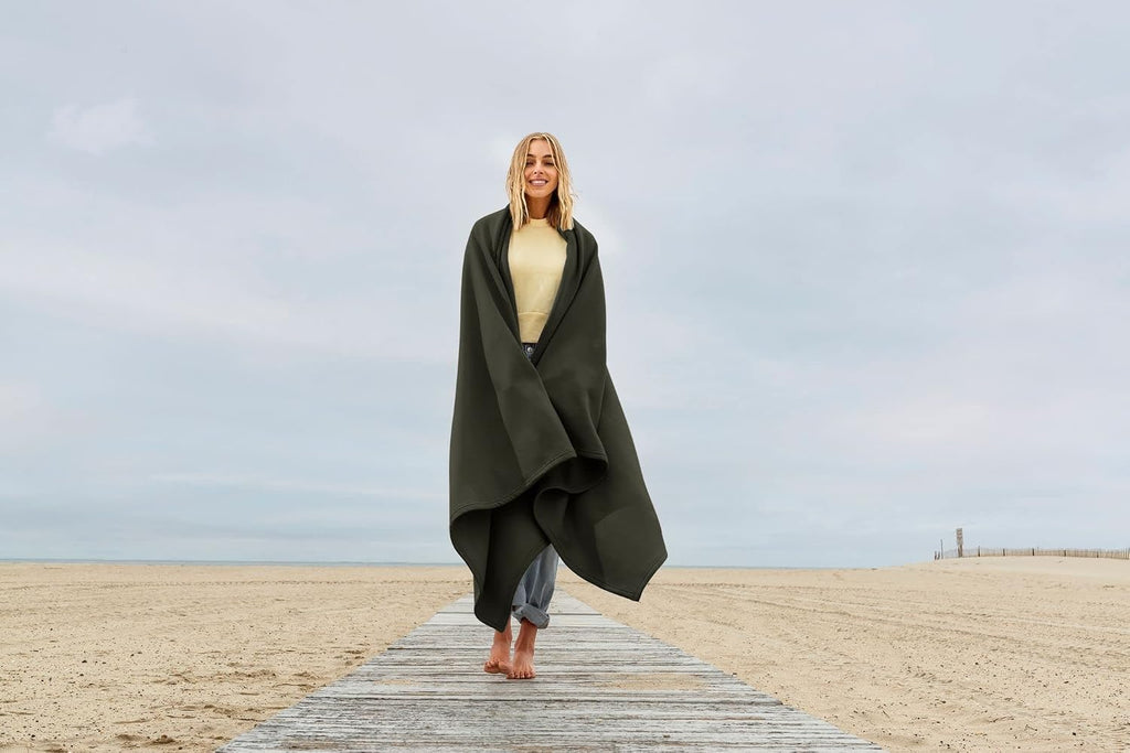 Lightweight Sweatshirt Blanket Throw - Warm & Cozy, Breathable Oversized Fleece Knit, Couch, Bed, Travel, Cold