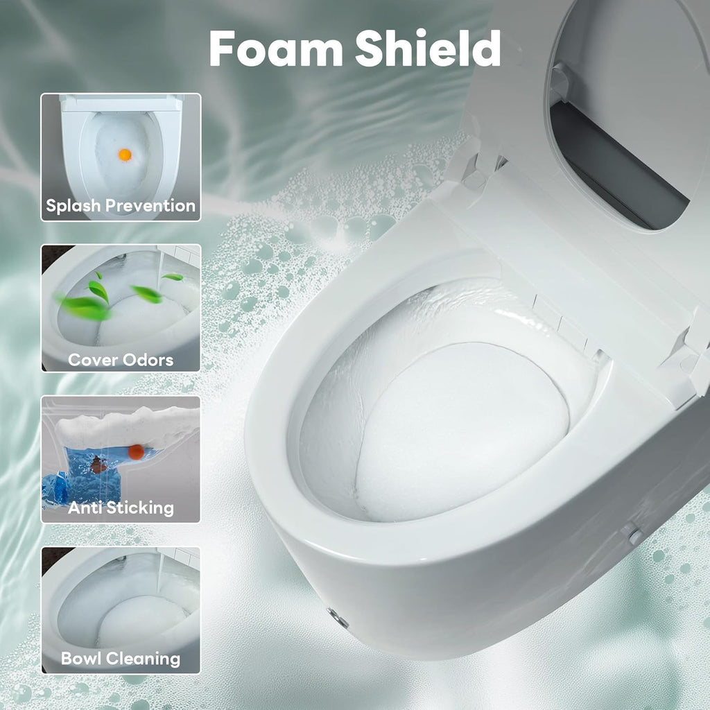 Smart Toilet with Bidet Built in, Auto Open/Close Lid,1000g MaP Flush, Heated Seat & Foam Dispenser