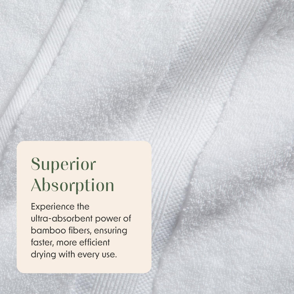 Luxury Bamboo Rayon Plush Bath Towel Set | 4-Pack | White | 35% Bamboo Rayon - 65% Zero Twist Cotton | Absorbent