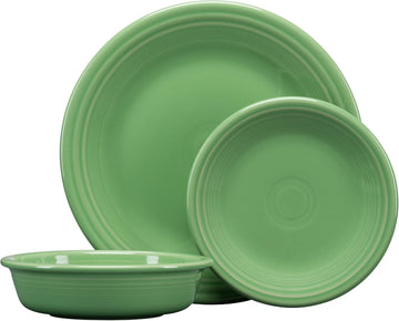 Classic Rim 3-Piece Dinnerware Set - Durable Ceramic, Lead-Safe, Dishwasher/Microwave/Oven Safe