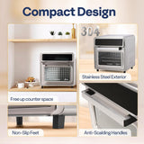 21 Qt Air Fryer Toaster Oven Combo, 8-in-1 Convection Oven Countertop with Rotisserie and Dehydrator, Stainless Steel