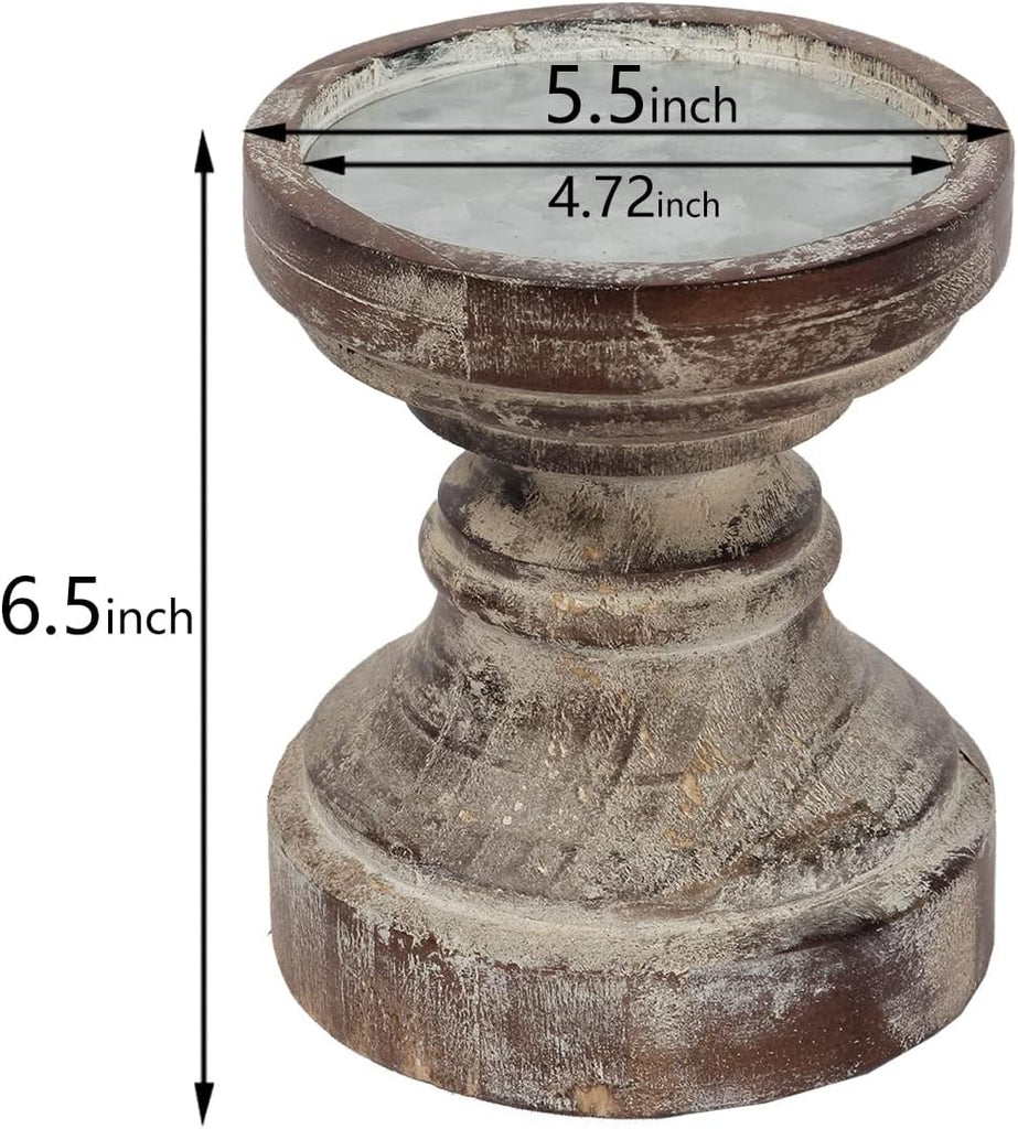 Decorative Pillar Candle Holder, Rustic Wood Candle Holders for Table Centerpiece, Handmade Farmhouse Candle Holders