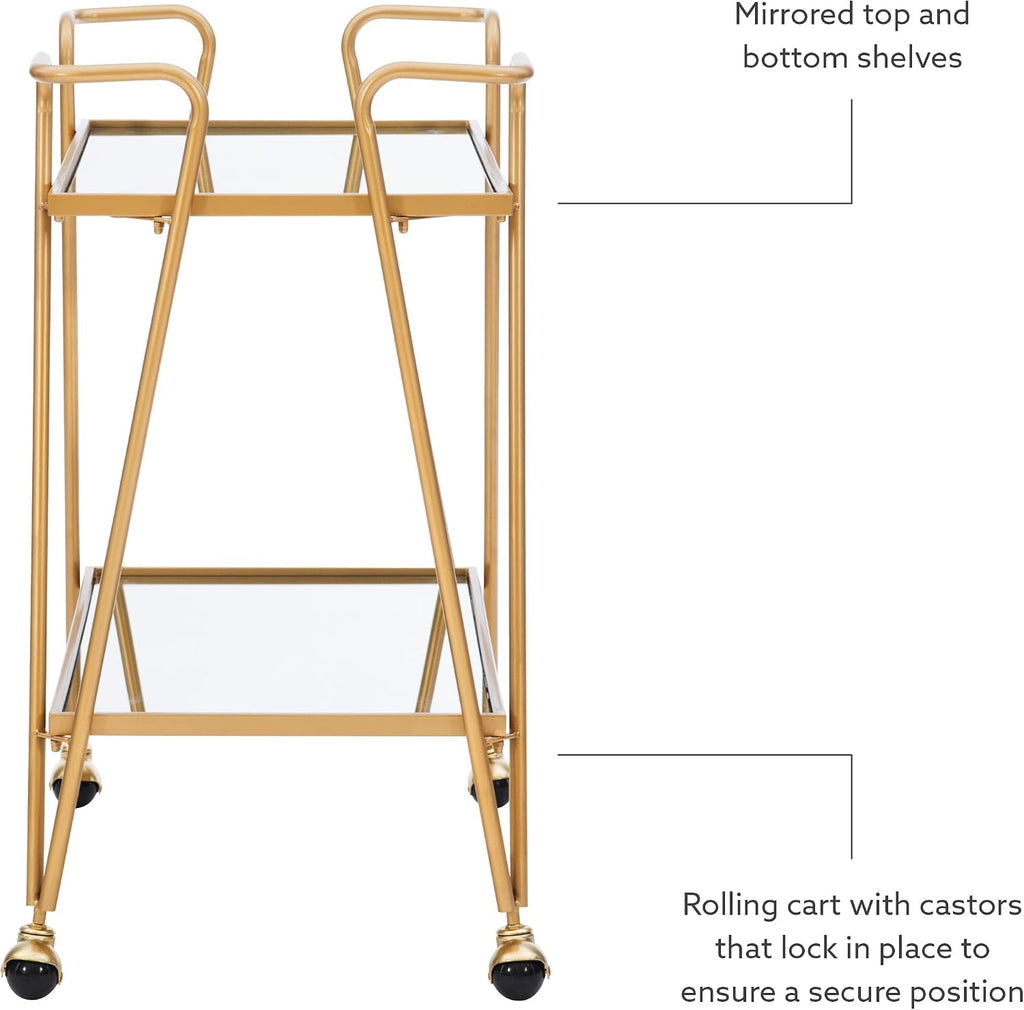 Gina Mid-Century Bar Cart, Gold