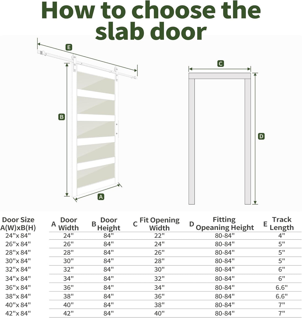 Sliding Barn Door, 36" x 84" 5-Lite Frosted Glass Door with 6FT Hardware Kit Included & Handle,Solid