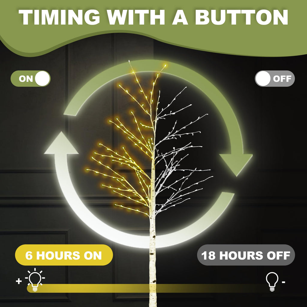 6FT Lighted Birch Tree, 260 LED Plug-in Fairy Tree Light with Timer