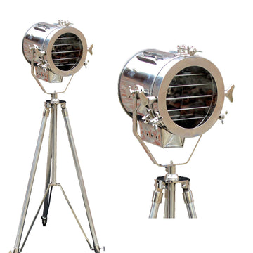 Vintage Industrial Designer Chrome Nautical SPOT Light Tripod Floor LAMP Decor Rustic Vintage Home Decor Gifts