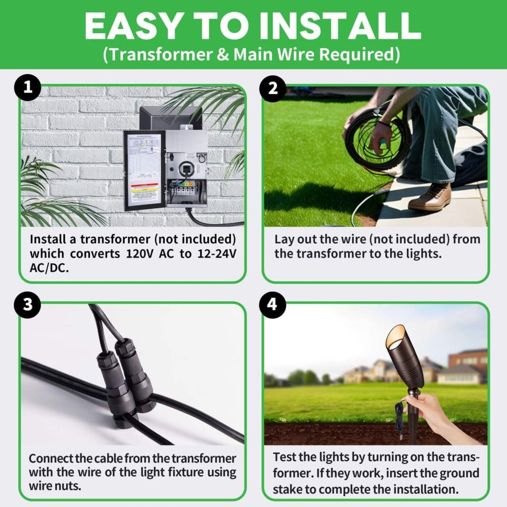 Low Voltage Spotlight, 3CCT 3000K/4000K/5000K Adjustable, Outdoor 12V LED Landscape Lighting, Waterproof IP65 ORB