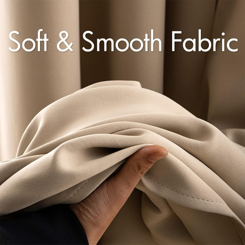 Beige Blackout Bedroom Curtains Drapes 72 Inch Long 52"x72"