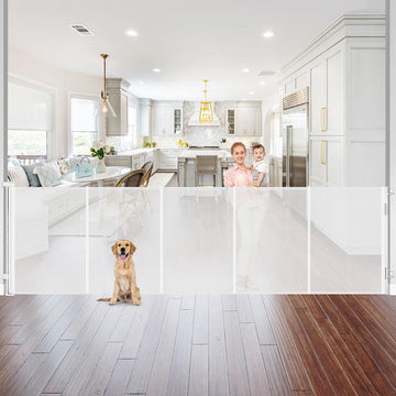 Reinforced 42" Tall Baby Gate 96" Wide Retractable Dog Gate Indoor/Outdoor