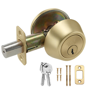 Single Cylinder Deadbolt, Satin Brass
