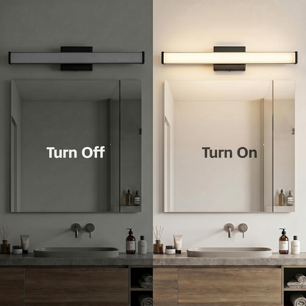 24" Modern LED Bathroom Light Fixtures, Matte Black 3CCT Dimmable Bathroom Vanity Light Over Mirror, Bathroom Vanity
