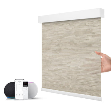 Motorized Light Filtering Blinds with Remote Light Khaki