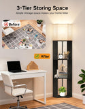 Floor Lamp with Shelves, Modern Tripod Standing Shelf Lamp with 3 Color Temperature Bulb