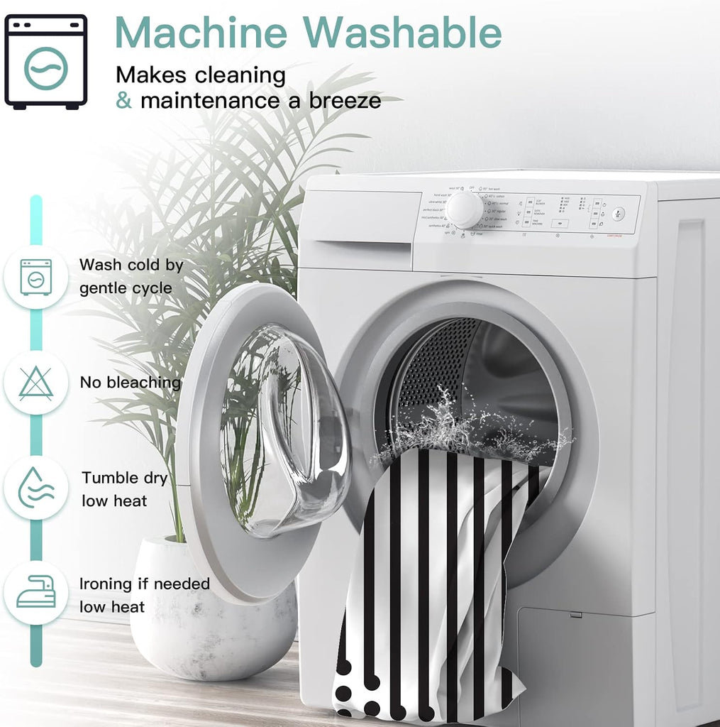 Black and White Fabric Shower Curtain Modern Black Striped Shower Curtain Summer Water Repellent Bath Curtains 72x72