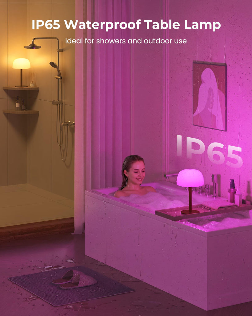 Shower Lamp Waterproof, Cordless IP65 Shower Lights for Inside Shower, 7500mAh Rechargeable Battery, 3 White Tones &