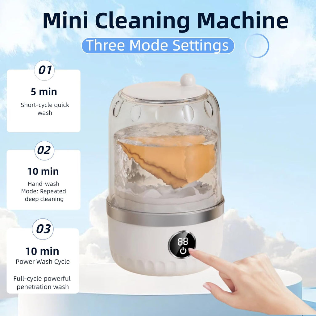 Portable Mini Washing Machine, White, 2L Capacity, Digital Touch Control, Compact Design for Underwear and Delicates