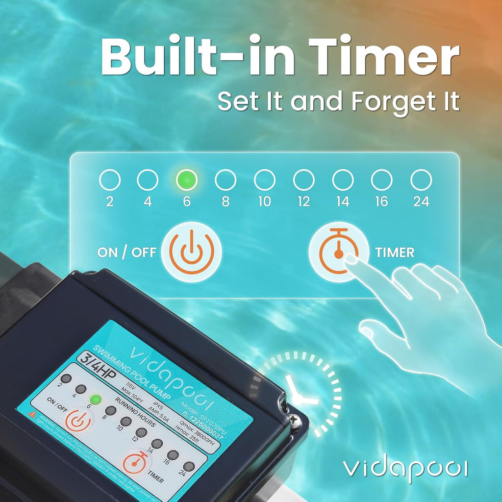 15" Sand Filter Pump for Above Ground Pool with Timer | 3/4HP 3800GPH Pool Pumps Above Ground for Pools Up to 15,000