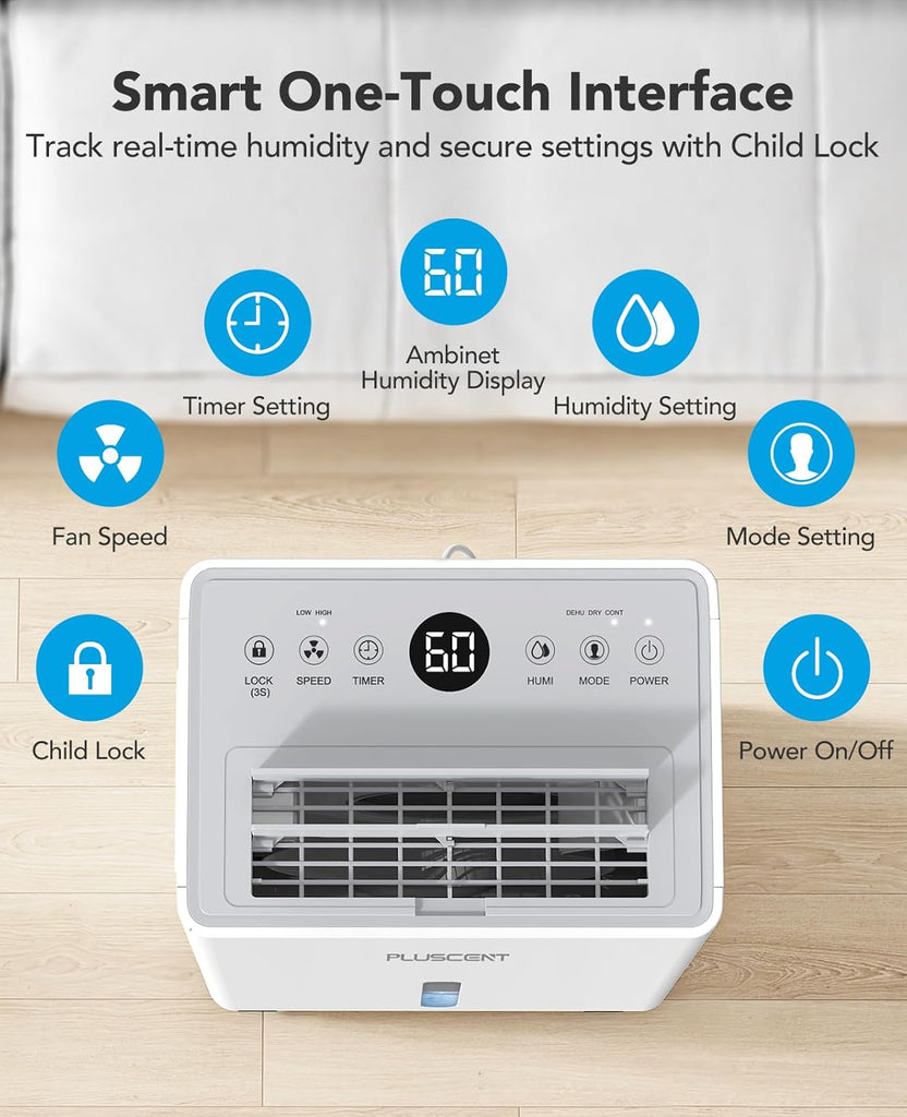 21 Pint Dehumidifier for Basement and Home, 1500 Sq Ft Portable Dehumidifier with Drain Hose