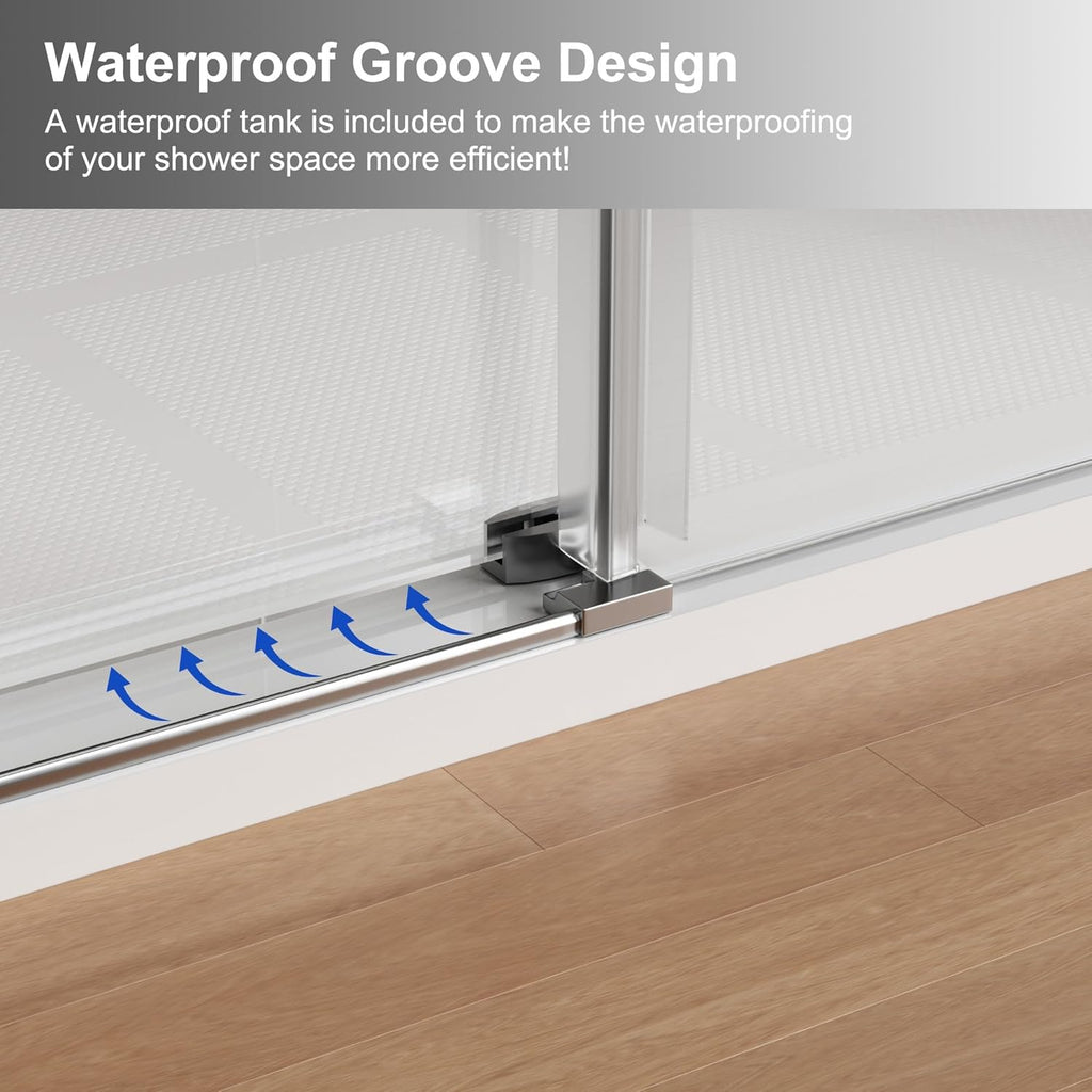 Frameless Shower Door 56-60" W x 76" H, Glass Shower Door with 5/16" (8mm) Clear SGCC Tempered Glass