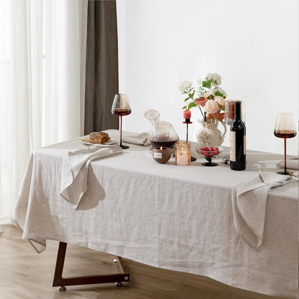 Linen Tablecloth 100% Pure Linen Table Cloth 60x108 Inches Rectangle Tablecloths Washable Cloths, Di