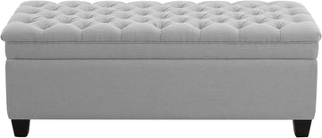 51" Fabric Storage Ottoman Bench, Upholstered Rectangle End of Bed Storage Ottoman Tufted Living Room Bedroom Bench
