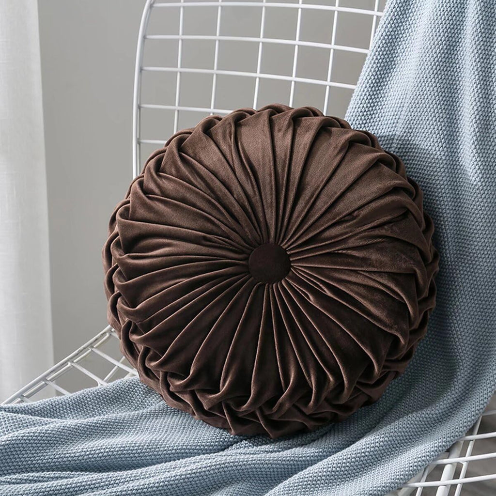 Round Velvet Pillow.7” Brown