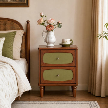 100% Solid Wood Nightstand, Mid Century Modern Nightstand with Drawers, Wooden Nightstands, Small Night Stand