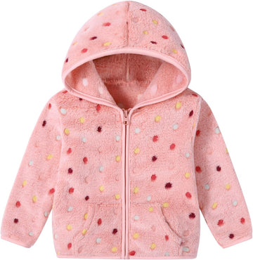 Toddler Baby Girl Fleece Jackets Fall Clothes Hooded Zip Fuzzy Coats