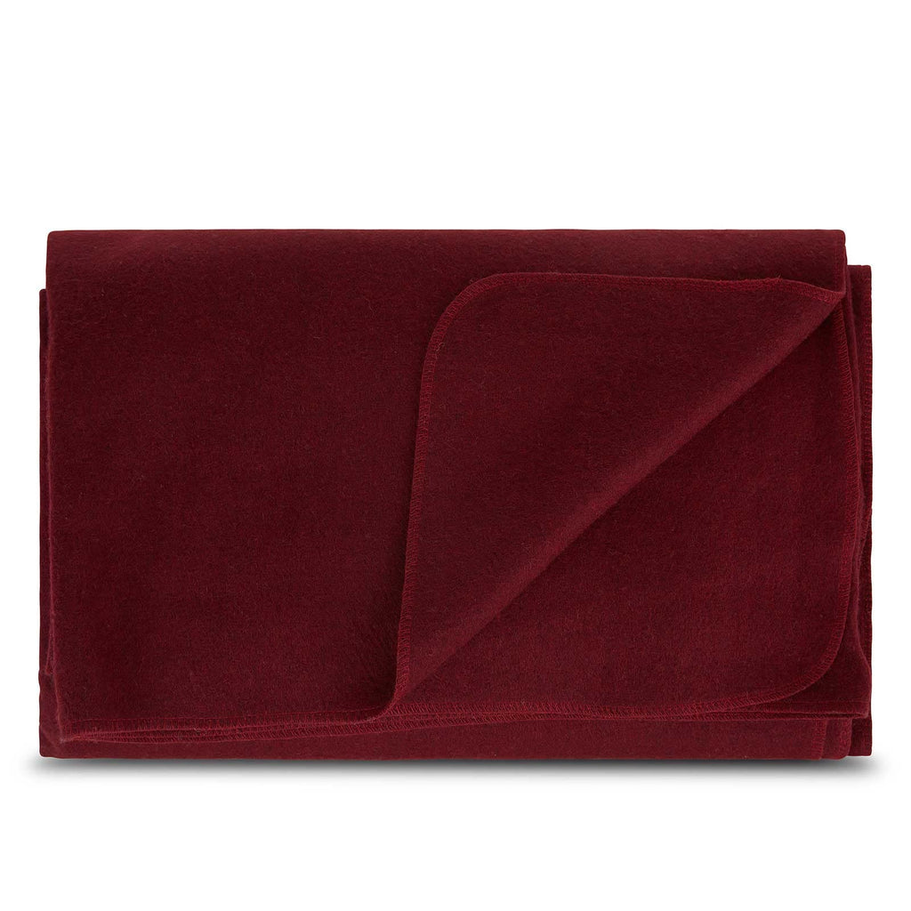 Lodge Twin Blanket - 80% Recycled Wool - Buffalo Plaid - Warm Throw Blanket - Thick - Washable - 65W x 90L - Burgundy