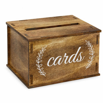Wooden Wedding Card Box with Slot and Lid for Reception
