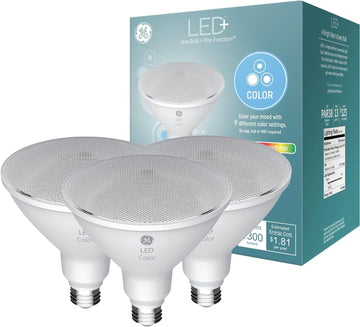 LED+ Color Changing PAR38 Outdoor LED Light Bulbs with Remote, 15 Watts, Outdoor Rated Floodlight (3 Pack)