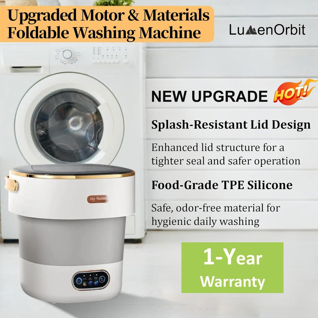 Portable Washing Machine with Spin Basket, Upgraded 16L Foldable Mini Washer【5-Min Wash・3-Min Spin・1-Year Manufacturer