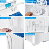 Washing Machine Semi-automatic, Twin Tub Washer with Spin Dryer, 26lbs Capacity, Built-in Drain Pump, Portable Laundry