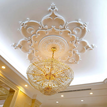 38.6'' Large PU Ceiling Medallion Combination Decorative 2.36'' ID French Style Chandelier Base Ceil