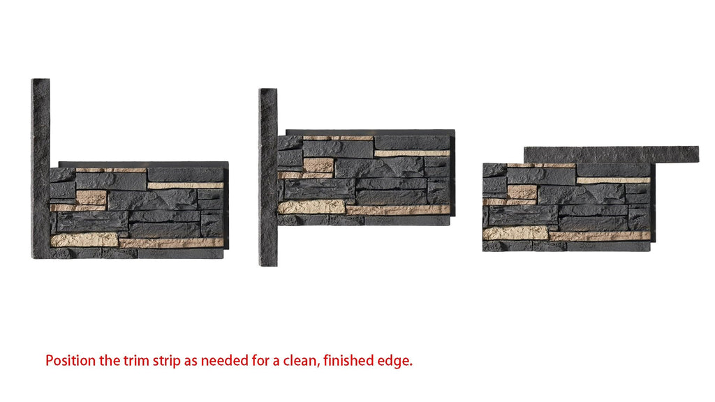 2-Pack Faux Stone Universal Ledger Trim, 34 in, Urban Slate
