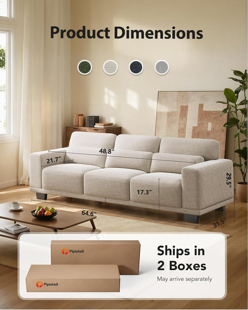 3 Seater Sofa Couch with Deep Seats and Wide Armrests, 89" Couches for Living Room