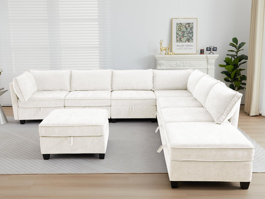 Oversize Corner Modular Sectional Sofa Set, Convertible L Shaped Couch with Storage, 8 Seater Sofa Modular with