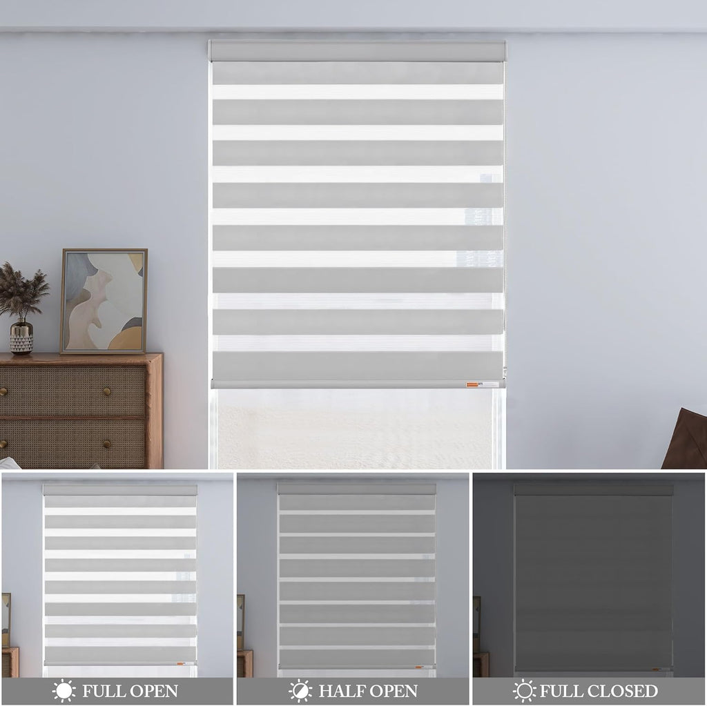 Corded Zebra Blinds for Windows Blackout Dual Layer Privacy Shades for Indoor Windows Light Control for Day and Night