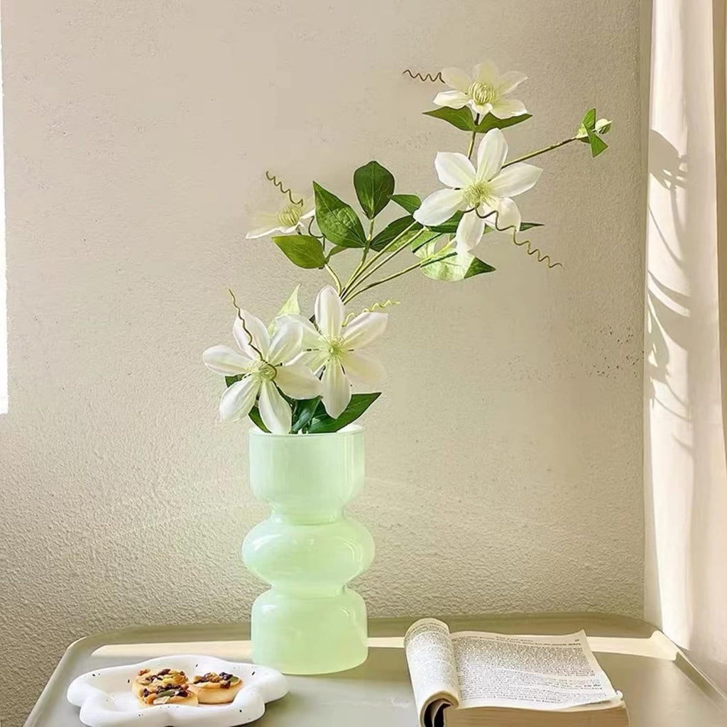 Glass Hydroponic Flower Vase, 7 Inches Colored Bubble Vase