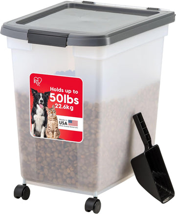 USA Dog Food Storage Container, Up to 50 lbs, Dark Gray, Made in USA