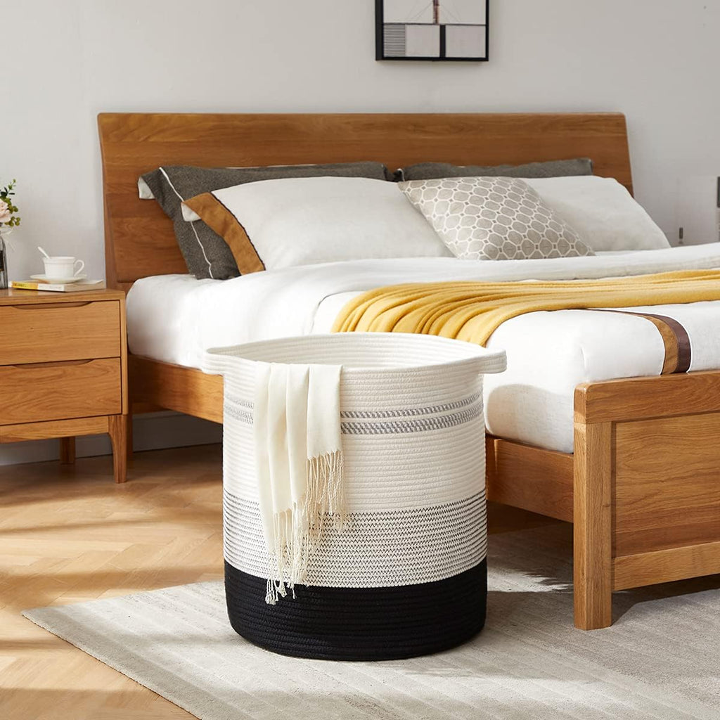 80L Laundry Hamper,Storage Basket with Handles,Decorative Basket ,Woven Storage Basket for Toys Bin,Pillows