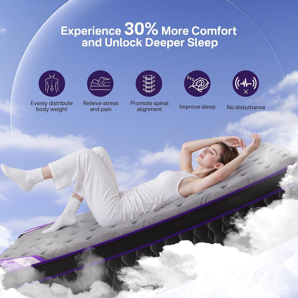 Luxury Hotel) 12 Inch Firm King Size Hybrid Mattress in a Box | (2026 Upgraded) Mattress with Cooling-Gel Memory Foam