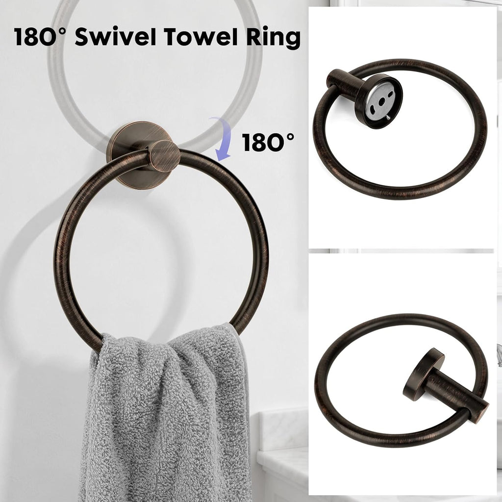 Oil Rubbed Bronze Bathroom Hardware Accessories Set 5 Piece, Stainless Steel Towel Bar Set 24 Inch,Toilet Paper