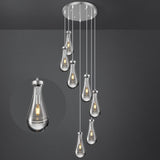 Raindrop Pendant Lights Kitchen Island Teardrop Chrome Hanging Light Fixtures Clear Solid Glass Pendant Light Modern Chandeliers for Dining Room Porch Corridor Living Room (7-Light) A121-B0CJF5LHJ9