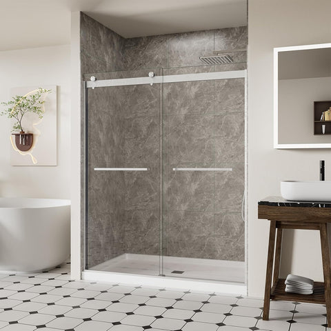 56-60" W x 74" H Frameless Shower Door with Double Tracks
