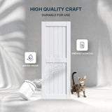 32 x 84 inch White Barn Door with 5.5FT Sliding Door Hardware Kit Included & Handle,Solid Wood Cover