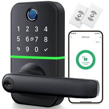 Keypad Smart Door Lock with Handle: Keyless Entry Fingerprint Lock - Digital Code Handle with Keypad - Electronic