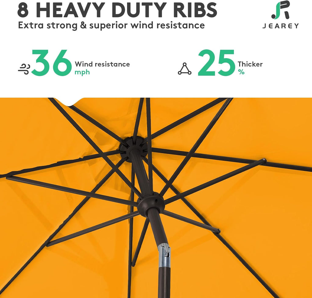 10FT Outdoor Patio Umbrella Outdoor Table Umbrella with Push Button Tilt and Crank - Light Orange